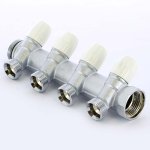 Коллектор распределительный Tiemme 1"x3/4" с регулировочными вентилями 4 выхода хром 1860019