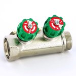 Коллектор распределительный Tiemme 3/4"x1/2" с регулировочными вентилями 2 выхода никель 1840003