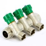Коллектор распределительный Tiemme 3/4"x1/2" с регулировочными вентилями 3 выхода никель 1840002
