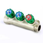 Коллектор распределительный Tiemme 3/4"x1/2" с регулировочными вентилями 3 выхода никель 1840002