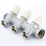 Коллектор распределительный Tiemme 3/4"x3/4" с регулировочными вентилями 3 выхода хром 1860011
