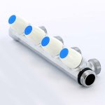 Коллектор распределительный Tiemme 3/4"x3/4" с регулировочными вентилями 4 выхода хром 1860015