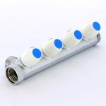 Коллектор распределительный Tiemme 3/4"x3/4" с регулировочными вентилями 4 выхода хром 1860015