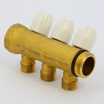 Коллектор Teimme латунный 1"x1/2" ВН 36мм с вентилями 3 выхода 1860042