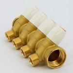 Коллектор Teimme латунный 1"x1/2" ВН 36мм с вентилями 4 выхода 1860039