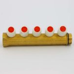 Коллектор Teimme латунный 1"x1/2" ВН 36мм с вентилями 5 выходов 1860033
