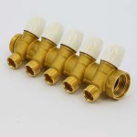 Коллектор Teimme латунный 1"x1/2" ВН 36мм с вентилями 5 выходов 1860033