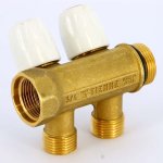Коллектор Teimme латунный 3/4"x1/2" ВН 36мм с вентилями 2 выхода 1860036