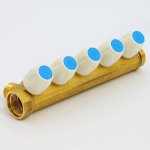 Коллектор Teimme латунный 3/4"x1/2" ВН 36мм с вентилями 5 выходов 1860038