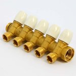 Коллектор Teimme латунный 3/4"x1/2" ВН 36мм с вентилями 5 выходов 1860038