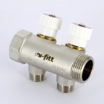 Коллектор Uni- Fitt 1"х1/2" ВН под плоскую прокладку с вентилями 2 выхода 400N4221