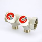 Коллектор Uni- Fitt с вентилями 1"-1/2" НР 2 выхода никелированный 404N4220