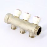 Коллектор Uni- Fitt с вентилями 1"-1/2" НР 3 выхода никелированный 404N4230