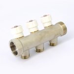 Коллектор Uni- Fitt с вентилями 1"-1/2" НР 3 выхода никелированный 404N4230