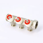 Коллектор Uni- Fitt с вентилями 1"-1/2" НР 3 выхода никелированный 404N4230
