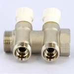 Коллектор Uni- Fitt с вентилями 1"-3/4" евроконус 2 выхода никелированный 406N4320