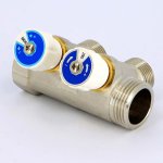 Коллектор Uni- Fitt с вентилями 1"-3/4" евроконус 2 выхода никелированный 406N4320