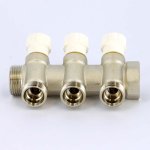 Коллектор Uni- Fitt с вентилями 1"-3/4" евроконус 3 выхода никелированный 406N4330