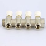 Коллектор Uni- Fitt с вентилями 1"-3/4" евроконус 4 выхода никелированный 406N4340