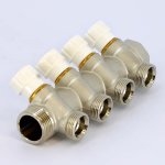 Коллектор Uni- Fitt с вентилями 1"-3/4" евроконус 4 выхода никелированный 406N4340