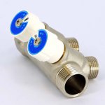 Коллектор Uni- Fitt с вентилями 3/4"-1/2" НР 2 выхода никелированный 400N3220