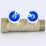 Коллектор Uni- Fitt с вентилями 3/4"-1/2" НР 2 выхода никелированный 400N3220