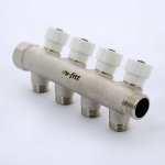 Коллектор Uni- Fitt с вентилями 3/4"-1/2" НР 4 выхода никелированный 400N3240