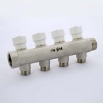 Коллектор Uni- Fitt с вентилями 3/4"-1/2" НР 4 выхода никелированный 400N3240
