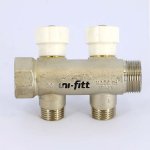 Коллектор Uni- Fitt с вентилями 3/4"-3/4" евроконус 2 выхода никелированный 402N3320