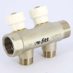 Коллектор Uni- Fitt с вентилями 3/4"-3/4" евроконус 2 выхода никелированный 402N3320