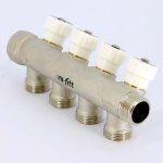 Коллектор Uni- Fitt с вентилями 3/4"-3/4" евроконус 4 выхода никелированный 402N3340