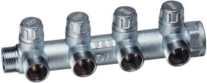 Коллектор запорный FAR 1" ВР-НР  4 выхода М24х19 FK 3906 C1