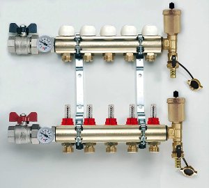 Коллекторная группа TIEMME Ф 1"- 5 выходов с расходомерами
