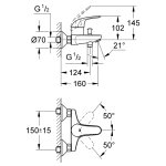 Комплект смесителей с душем Grohe Euroeco с душевым гарнитуром хром 124428