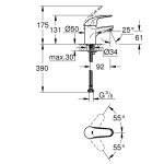 Комплект смесителей с душем Grohe Euroeco с душевым гарнитуром хром 124428