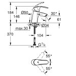 Комплект смесителя с термостатом и душевым гарннитуром Grohe Eurosmart Grohtherm 800 хром 124422