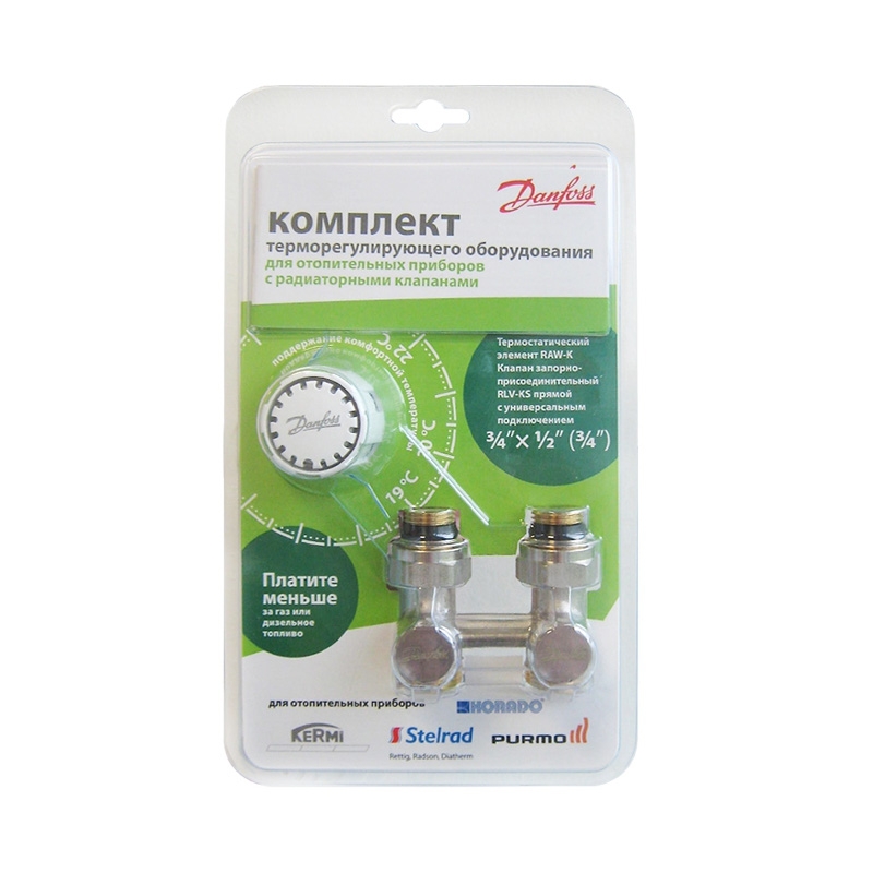 Комплект терморегулятора RLV-KS/RAW-K 3/4"-1/2" угловой Danfoss 013G2150