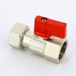 Кран шаровой мини Uni-Fitt 1/2" ВР с накидной гайкой флажок красный металл 122N2000