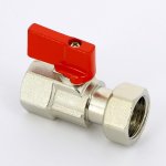 Кран шаровой мини Uni-Fitt 1/2" ВР с накидной гайкой флажок красный металл 122N2000