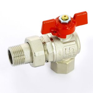 Кран шаровой угловой Uni-Fitt 1/2" ВН разъёмный полнопроходной бабочка