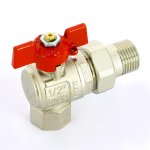 Кран шаровой угловой Uni-Fitt 1/2" ВН разъёмный полнопроходной бабочка 133T2000