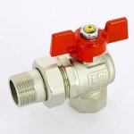 Кран шаровой угловой Uni-Fitt 3/4" ВН разъёмный полнопроходной бабочка 133T3000