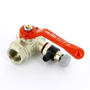 Кран шаровой Uni-Fitt 1/2" ВР с дренажным вентилем (заглушка 1/4") ручка