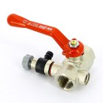 Кран шаровой Uni-Fitt 1/2" ВР с дренажным вентилем (заглушка 1/4") ручка 115L2000