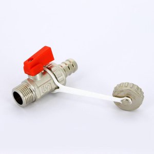 Кран шаровой Uni-Fitt 1/2"х3/4" НР сливной со штуцером и заглушкой флажок никелированный