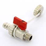 Кран шаровой Uni-Fitt 3/8"х3/4" НР сливной со штуцером и заглушкой флажок никелированный 126N1000