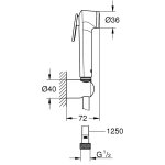 Лейка гигиеническая GROHE Tempesta-F 27512001 с держателем и шлангом 1250 мм 26354000