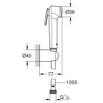 Лейка гигиеническая GROHE Tempesta-F 27512001 с держателем и шлангом Silverflex 1000 мм 26352000