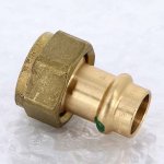 Медная пресс муфта с накидной гайкой 15-3/4" ВР (плоская прокл.) Viega Profipress 265663