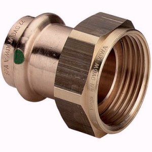 Медная пресс муфта с накидной гайкой 22-3/4" ВР (плоская прокл.) Viega Profipress 351502